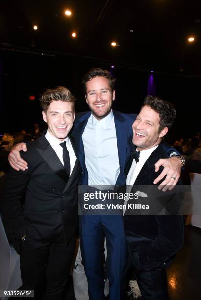 Jeremiah Brent, Armie Hammer and Nate Berkus attend Family Equality Council's Impact Awards at The Globe Theatre at Universal Studios on March 17,...