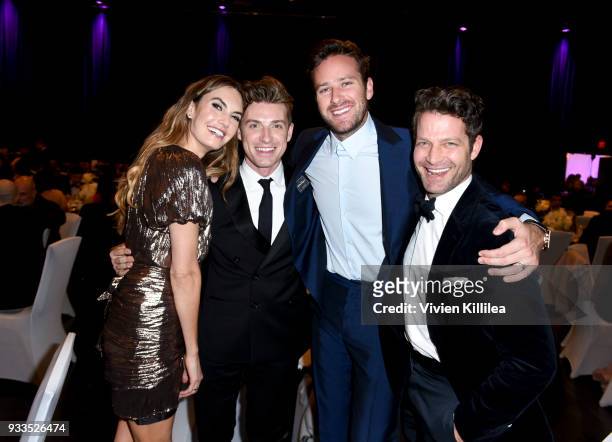 Elizabeth Chambers, Jeremiah Brent, Armie Hammer, and Nate Berkus attend Family Equality Council's Impact Awards at The Globe Theatre at Universal...
