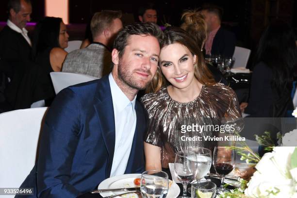 Armie Hammer and Elizabeth Chambers attend Family Equality Council's Impact Awards at The Globe Theatre at Universal Studios on March 17, 2018 in...