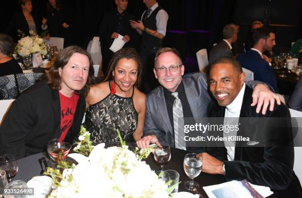 Forrest Everett, Debby Holiday, Del Shores and Jason George attend Family Equality Council's Impact Awards at The Globe Theatre at Universal Studios...