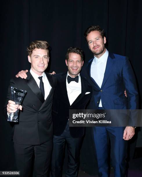 Jeremiah Brent, Nate Berkus and Armie Hammer attend Family Equality Council's Impact Awards at The Globe Theatre at Universal Studios on March 17,...