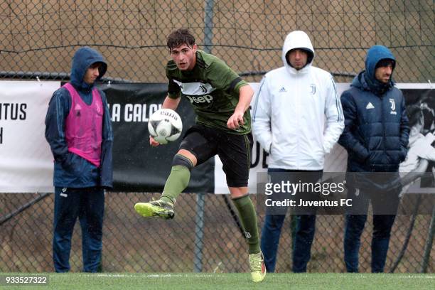 Manolo Portanova of Juventus in action during the Viareggio Cup match between Juventus U19 snd Euro New York U19 on March 18, 2018 in Margine Coperta...