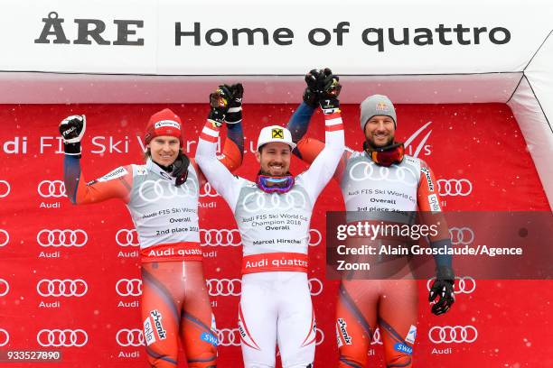 Henrik Kristoffersen of Norway takes 2nd place in the overall standings, Marcel Hirscher of Austria wins the globe in the overall standings, Aksel...