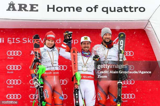 Henrik Kristoffersen of Norway takes 2nd place in the overall standings, Marcel Hirscher of Austria wins the globe in the overall standings, Aksel...