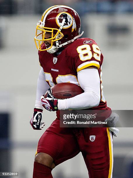 Wide receiver Santana Moss of the Washington Redskins at Cowboys Stadium on November 22, 2009 in Arlington, Texas.