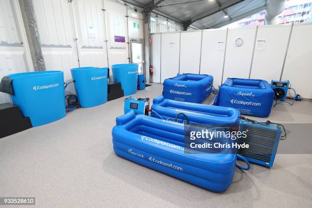 Ice baths in the Gold Coast 2018 Commonwealth Games Village on March 18, 2018 in Gold Coast, Australia.