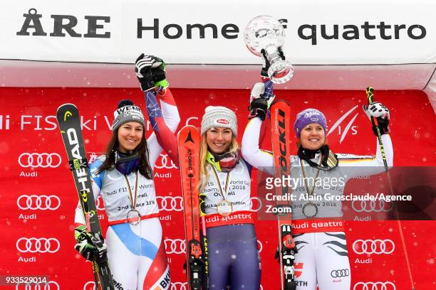 Wendy Holdener of Switzerland takes 2nd place in the overall standings, Mikaela Shiffrin of USA wins the globe in the overall standings, Viktoria...