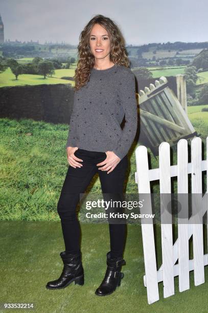 Actress Elodie Fontan attends the "Peter Rabbit - Pierre Lapin" Paris Photocall at Cinema Gaumont Marignan on March 18, 2018 in Paris, France.