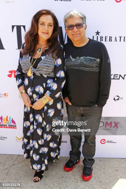 Angela Missoni and Deepak Chopra attend day two of the Liberatum Mexico Festival 2018 at Monumento a la Revolucion on March 17, 2018 in Mexico City,...