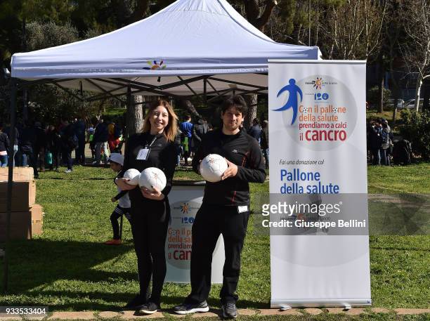 Dedicated area of fundraising for cancer research in the Parco 2 Giugno in Bari during the celebration of 120 years of FIGC during an Italian...