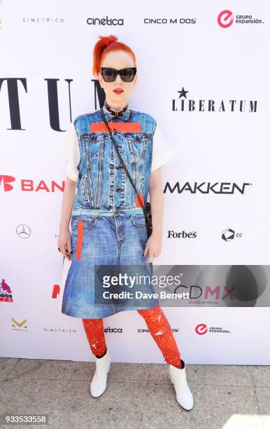Shirley Manson speaks onstage during day two of the Liberatum Mexico Festival 2018 at Monumento a la Revolucion on March 17, 2018 in Mexico City,...