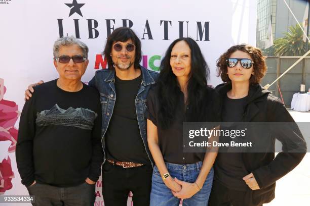 Deepak Chopra, Vinoodh Matadin, Inez van Lamsweerde and Charles Star Matadin attend day two of the Liberatum Mexico Festival 2018 at Monumento a la...