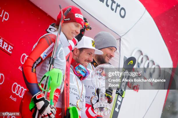 Henrik Kristoffersen of Norway takes 2nd place in the overall standings, Marcel Hirscher of Austria wins the globe in the overall standings, Aksel...