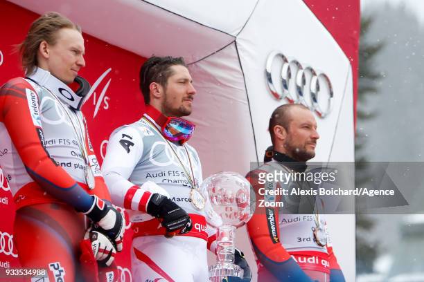 Henrik Kristoffersen of Norway takes 2nd place in the overall standings, Marcel Hirscher of Austria wins the globe in the overall standings, Aksel...