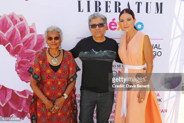 Alice Walker, Deepak Chopra and Fernanda Castillo attend day two of the Liberatum Mexico Festival 2018 at Monumento a la Revolucion on March 17, 2018...