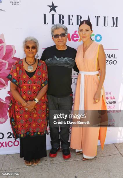 Alice Walker, Deepak Chopra and Fernanda Castillo attend day two of the Liberatum Mexico Festival 2018 at Monumento a la Revolucion on March 17, 2018...