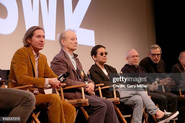 Wes Anderson, Bill Murray, Kunichi Nomura, Bob Balaban and Jeff Goldblum attend the premiere of "Isle of Dogs" at the Paramount Theatre during South...