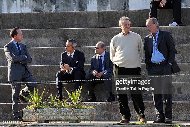 Managers of Palermo Guglielmo Micciche, Rinaldo Sagramola, Santi Magazzu, President Maurizio Zamparini and Sport Manager Walter Sabatini attend Delio...