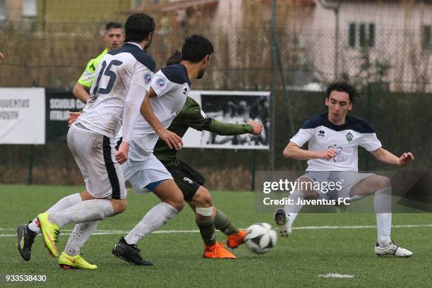 Giseppe Montaperto of Juventus scores a goal during the Viareggio Cup match between Juventus U19 snd Euro New York U19 on March 18, 2018 in Margine...