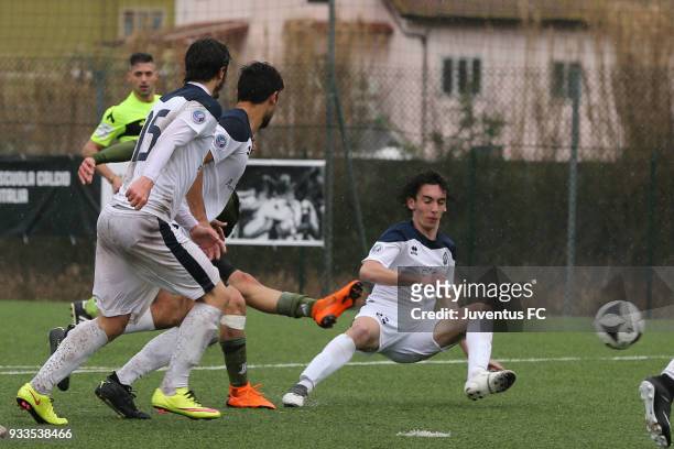 Giseppe Montaperto of Juventus scores a goal during the Viareggio Cup match between Juventus U19 snd Euro New York U19 on March 18, 2018 in Margine...