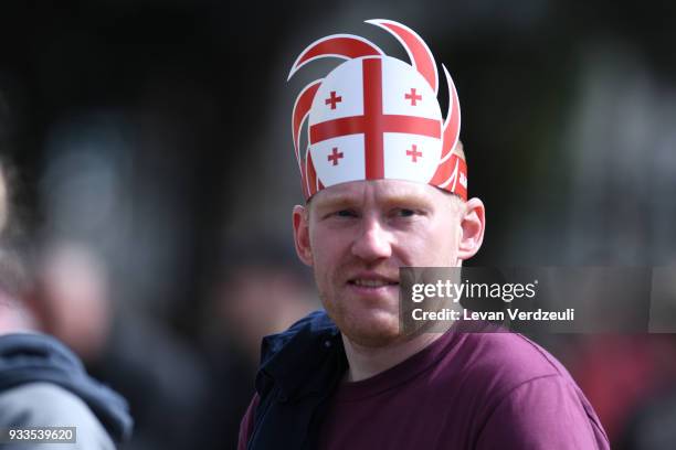 Supporters arriving at Dinamo Arena for the Rugby Europe Championship round 5 match between Georgia and Romania at Dinamo Arena on March 18, 2018 in...