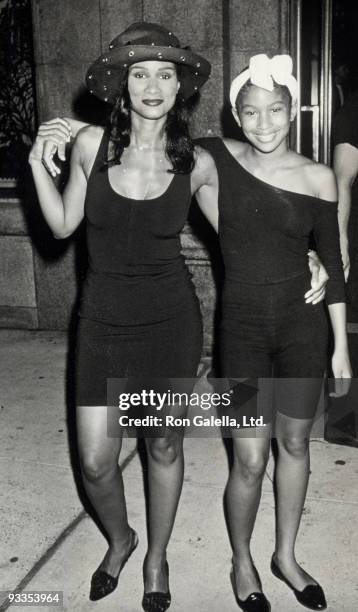 Model Beverly Johnson and daughter Anansa Johnson attending "Don't Bungle the Jungle Benefit" on June 28, 1989 at Emporio Armani in New York City,...