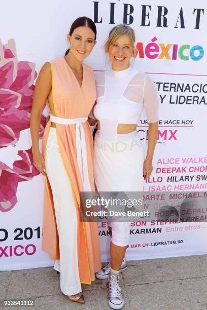 Fernanda Castillo and Maya Fiennes attend day two of the Liberatum Mexico Festival 2018 at Monumento a la Revolucion on March 17, 2018 in Mexico...