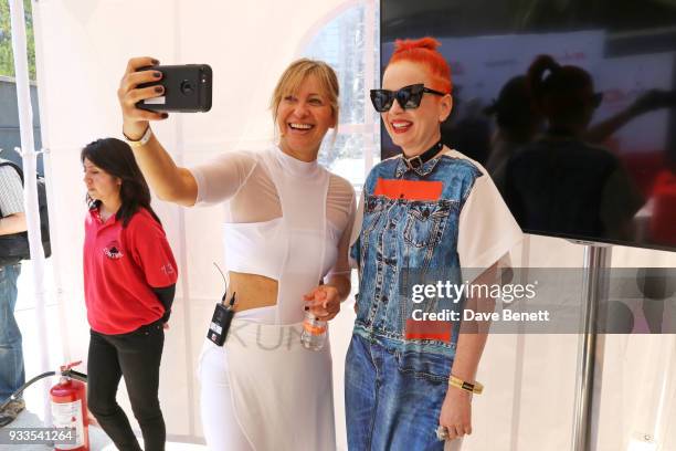 Maya Fiennes and Shirley Manson attend day two of the Liberatum Mexico Festival 2018 at Monumento a la Revolucion on March 17, 2018 in Mexico City,...