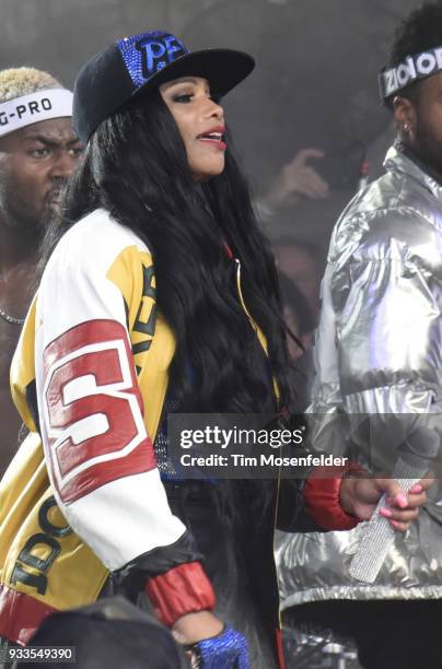 Pepa of Salt of Salt-N-Pepa performs during Rachael Ray's Feedback party at Stubb's Bar B Que during the South By Southwest conference and festivals...