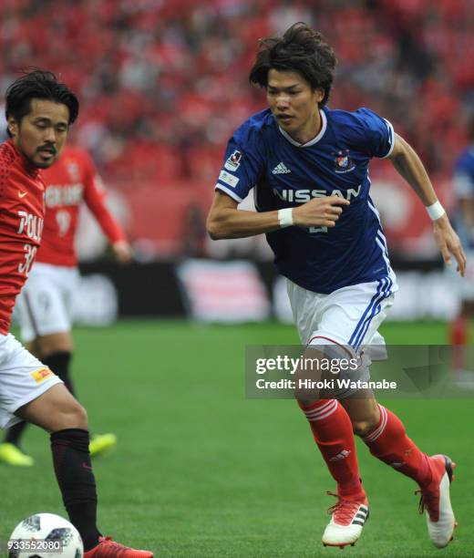 Takahiro Ogihara of Yokohama F.Marinos in action during the J.League J1 match between Urawa Red Diamonds and Yokohama F.Marinos at Saitama Stadium on...