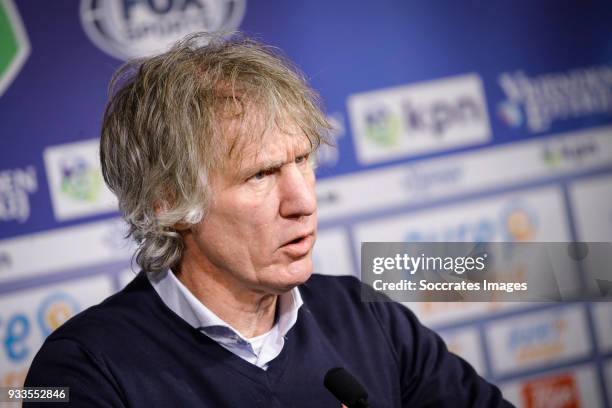 Coach Gertjan Verbeek of FC Twente during the press conference during the Dutch Eredivisie match between Fc Twente v Willem II at the De Grolsch...