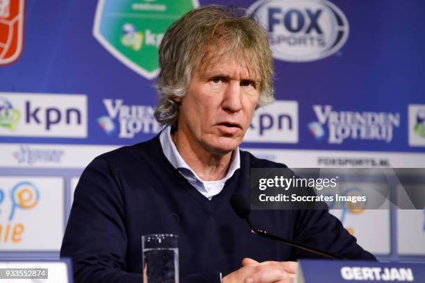 Coach Gertjan Verbeek of FC Twente during the press conference during the Dutch Eredivisie match between Fc Twente v Willem II at the De Grolsch...