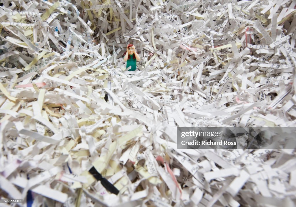 A Business Woman Overwhelmed by a Sea of Paper