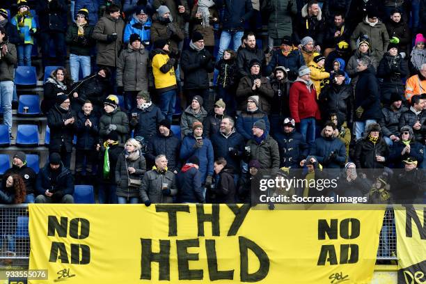 Banner for Lennart Thy of VVV Venlo during the Dutch Eredivisie match between NAC Breda v Roda JC at the Rat Verlegh Stadium on March 18, 2018 in...