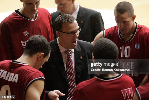 Chris Fleming, Head Coach of Brose Baskets in action during the Eurocup Basketball Regular Season 2009-2010 Game Day 1 between BK Ventspils vs Brose...