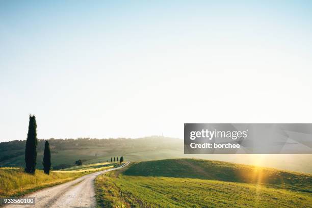 road to pienza - 2014 track field stock pictures, royalty-free photos & images
