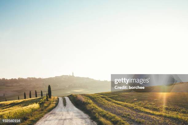 road to pienza - italy landscape stock pictures, royalty-free photos & images