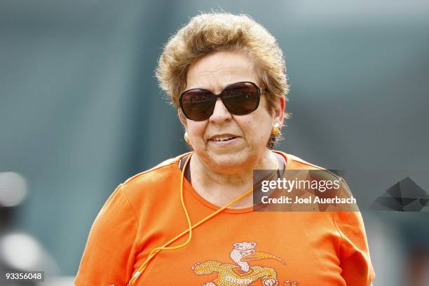 University of Miami President Donna Shalala watches the game between the Hurricanes and the Duke Blue Devils on November 21, 2009 at Land Shark...