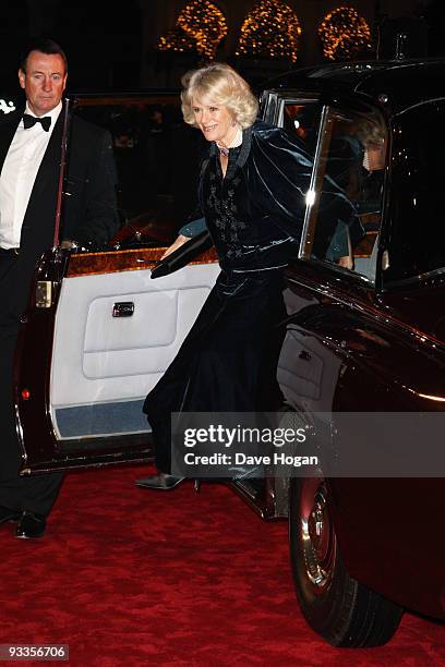 Camilla, Duchess of Cornwall attends the 2009 Royal film performance and world premiere of The Lovely Bones held at the Odeon Leicester Square on...