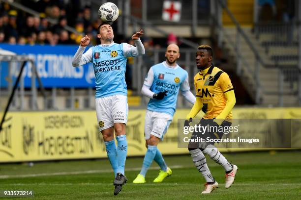 Jannes Vansteenkiste of Roda JC, Thierry Ambrose of NAC Breda during the Dutch Eredivisie match between NAC Breda v Roda JC at the Rat Verlegh...