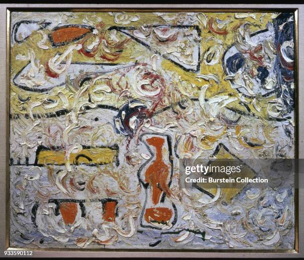 Untitled, abstract oil painting by Jackson Pollock . American artist. Color slide. .