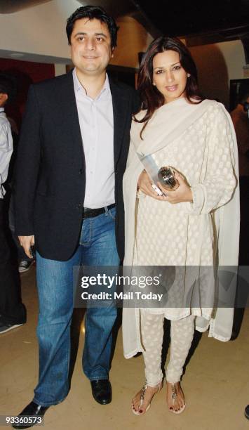 Actress Sonali Bendre with husband Goldie Behl in Mumbai on Friday, November 20, 2009.