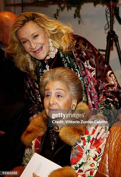 Marta Marzotto and Bona Borromeo attend the Matteo Marzotto Book Launch "Volare Alto" on November 24, 2009 in Milan, Italy.