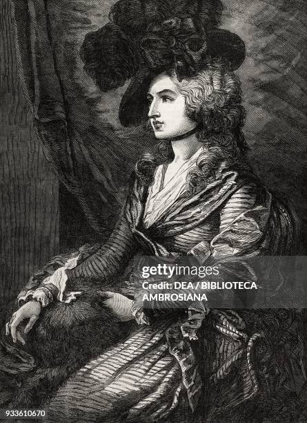 Portrait of Mrs Siddons, engraving from the painting by Thomas Gainsborough, illustration from the magazine The Illustrated London News, volume...