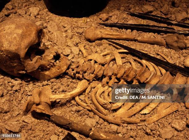 Human skeleton, Hallstatt museum , Austria.