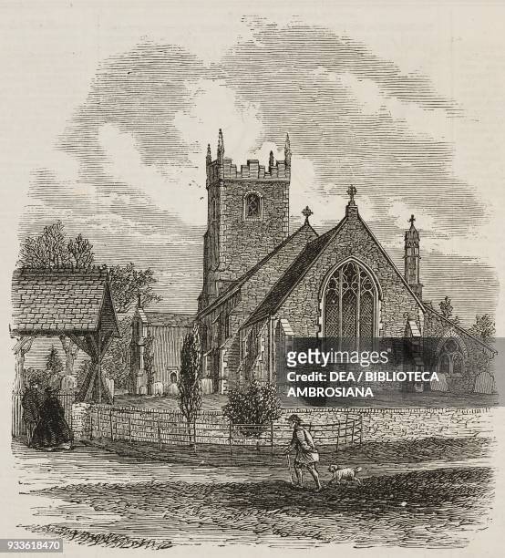Sandringham Church, Norfolk, United Kingdom, illustration from the magazine The Illustrated London News, volume XLII, April 11, 1863.