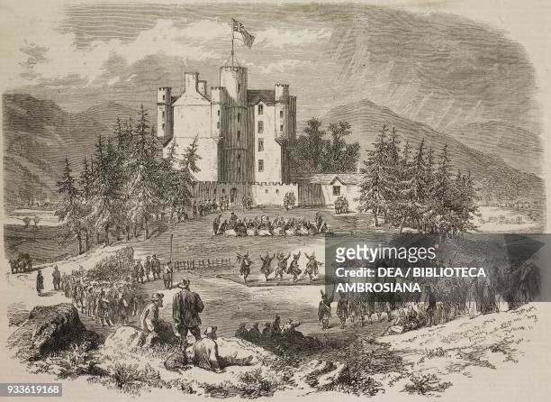 The Gathering of the Highland Clans at Braemar Castle in the Presence of the Prince Edward and the Princess Alexandra of Wales, Scotland, United...