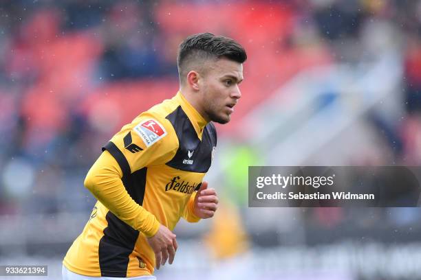 Sascha Horvath of Dresden looks on during the Second Bundesliga match between FC Ingolstadt 04 and SG Dynamo Dresden at Audi Sportpark on March 18,...