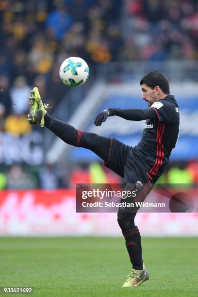 Almog Cohen of Ingolstadt plays the ball during the Second Bundesliga match between FC Ingolstadt 04 and SG Dynamo Dresden at Audi Sportpark on March...