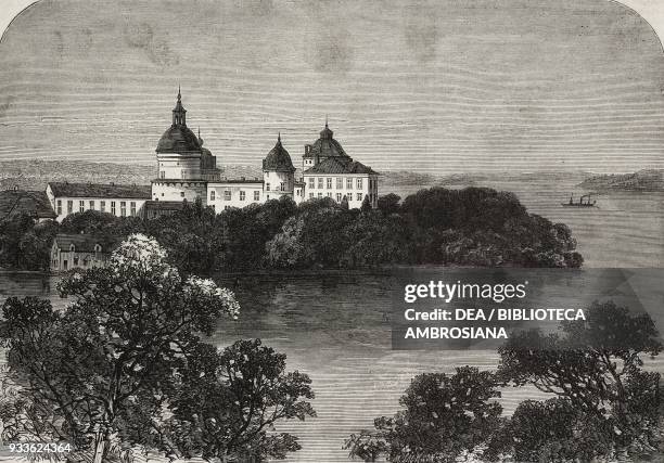 The Royal Palace of Gripsholm visited by the Prince Edward and the Princess Alexandra of Wales, on the Malar Lake, near Stockholm, Sweden,...